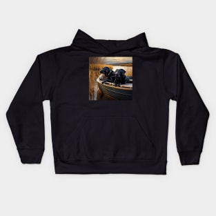 Black Labs on a Boat Kids Hoodie